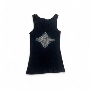 Black tank top with silver rhinestone cross Size Small